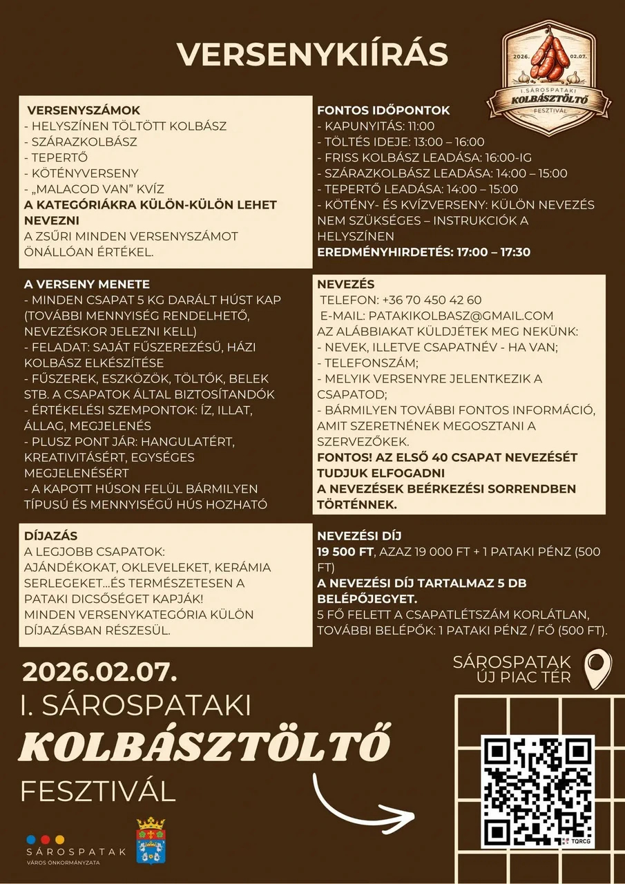 sarospataki kolbasztolto fesztival versenykiiras